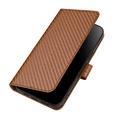 iPhone 16 Pro Custodia Premium a portafoglio con cinturino - Struttura in fibra di carbonio - Caffè al carbonio