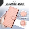 iPhone 16 Pro Custodia Premium a portafoglio con cinturino - Struttura in fibra di carbonio - Rosa carbone