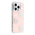 Custodia ibrida iPhone 16 Pro Amore scintillante e perla - Rosa