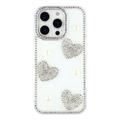 Custodia ibrida iPhone 16 Pro Amore scintillante e perla - Bianca