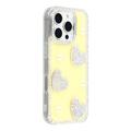 Custodia ibrida iPhone 16 Pro Amore scintillante e perla - Gialla