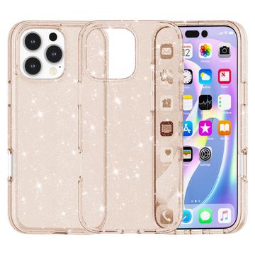 Custodia Ibrida Serie Stylish Glitter per iPhone 16 Pro - Color Oro