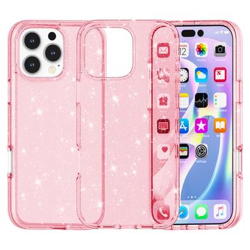 Custodia Ibrida Serie Stylish Glitter per iPhone 16 Pro - Rosa