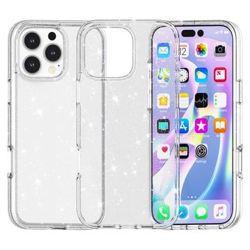 Custodia Ibrida Serie Stylish Glitter per iPhone 16 Pro - Valkoinen