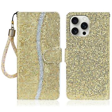 iPhone 16 Pro Custodia a portafoglio glitterata - Oro