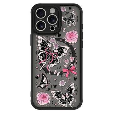 Custodia magnetica protettiva elegante per iPhone 16 Pro - Farfalle / Rose