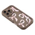 Custodia elegante in TPU antiurto per iPhone 16 Pro con bordi rialzati - Marrone / Grande fiocco