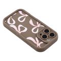 Custodia elegante in TPU antiurto per iPhone 16 Pro con bordi rialzati - Marrone / Grande fiocco
