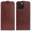 Custodia Flip Verticale con Slot per Schede per iPhone 16 Pro - Marrone