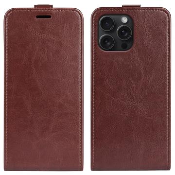 Custodia Flip Verticale con Slot per Schede per iPhone 16 Pro - Marrone
