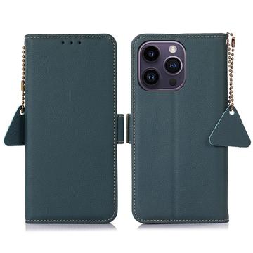 Custodia a Portafoglio in Pelle con RFID per iPhone 16 Pro - Verde