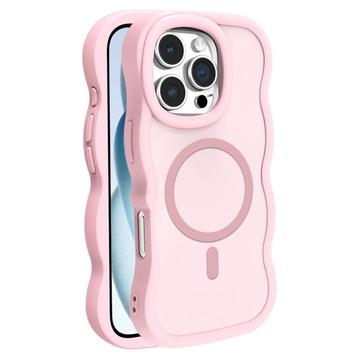 Custodia ibrida magnetica con bordo ondulato per iPhone 16 Pro - Rosa