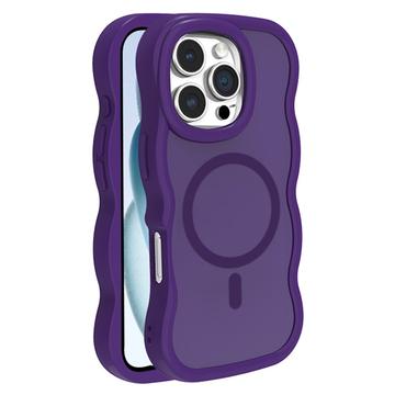 Custodia ibrida magnetica con bordo ondulato per iPhone 16 Pro - Viola