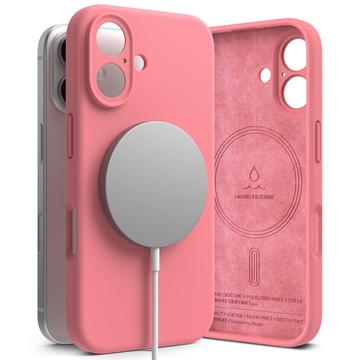 Custodia MagSafe in silicone liquido Ringke per iPhone 16 - Rosa