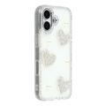 Custodia ibrida iPhone 16 Amore scintillante e perla - Bianca