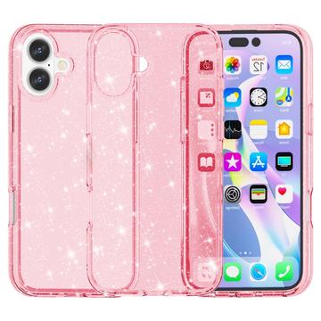 Custodia Ibrida Serie Stylish Glitter per iPhone 16 - Rosa