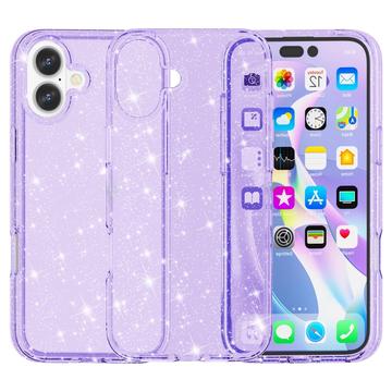Custodia Ibrida Serie Stylish Glitter per iPhone 16 - Viola