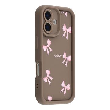Custodia elegante in TPU antiurto per iPhone 16 con bordi rialzati - Marrone / Arco