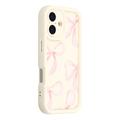 Custodia antiurto in TPU per iPhone 16 con bordi rialzati - Bianca / Grande fiocco