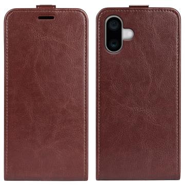 Custodia Flip Verticale con Slot per Schede per iPhone 16 - Marrone