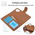 Custodia a portafoglio 2 in 1 in stile vintage per iPhone 16 con coperchio rimovibile - Marrone