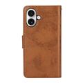 Custodia a portafoglio 2 in 1 in stile vintage per iPhone 16 con coperchio rimovibile - Marrone