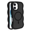 Custodia ibrida magnetica con bordo ondulato per iPhone 16 - Nera