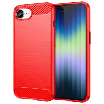Custodia in TPU spazzolato per iPhone 16e - Fibra di Carbonio - Rossa
