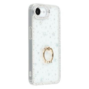 Custodia ibrida iPhone 16e CrystalGlow con supporto per anello - Stelle / Trasparente