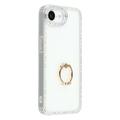 Custodia ibrida iPhone 16e CrystalGlow con supporto per anello - Bianca