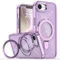 Custodia ibrida iPhone 16e/17e Glitter con Kickstand - Compatibile con MagSafe - Viola