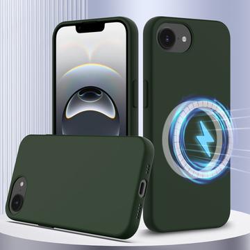 Custodia in silicone liquido per iPhone 16e - compatibile con MagSafe - Verde Scuro