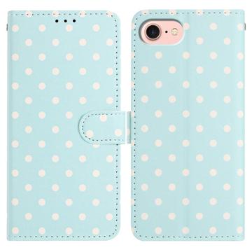 Custodia a portafoglio per iPhone 16e con motivo a pois - Blu