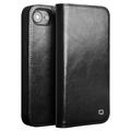 Custodia in pelle a portafoglio iPhone 16e Qialino Classic - nera