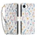 Custodia a portafoglio floreale rombica per iPhone 16e/17e - Fiori colorati