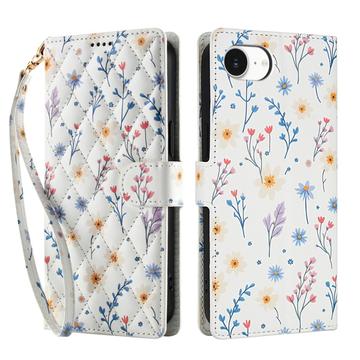 Custodia a portafoglio floreale rombica per iPhone 16e