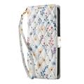 Custodia a portafoglio floreale rombica per iPhone 16e/17e - Fiori colorati