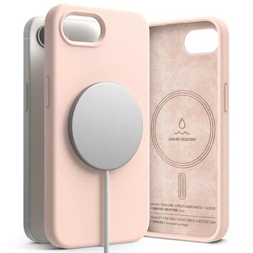Custodia MagSafe in silicone liquido Ringke per iPhone 16e - Sabbia rosa