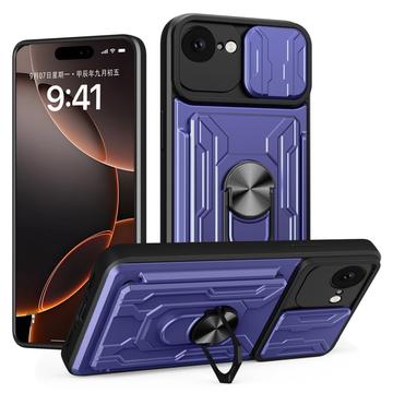 Custodia ibrida con anello rotante e protezione per fotocamera per iPhone 16e - Blu