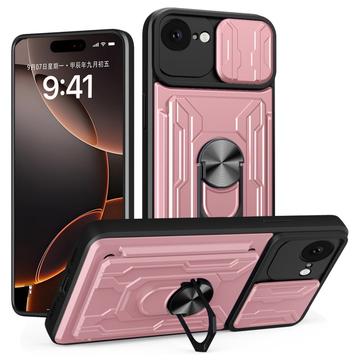 Custodia ibrida con anello rotante e protezione per fotocamera per iPhone 16e - Rosa Oro