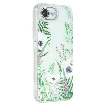 Custodia ibrida iPhone 16e Spring Electroplated IMD con protezione della fotocamera - Fiori verdi