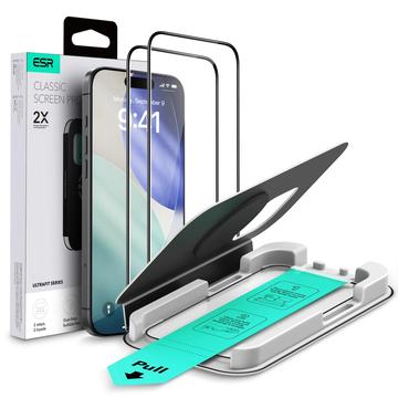 Protezione dello schermo in vetro temperato iPhone 17/16 Pro ESR UltraFit - 9H, 0.3mm - Bordo nero