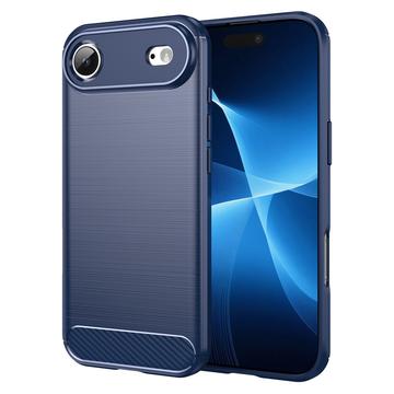 Custodia in TPU spazzolato per iPhone 17 Air - Fibra di Carbonio - Blu