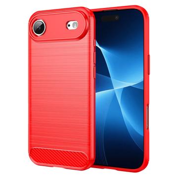 Custodia in TPU spazzolato per iPhone 17 Air - Fibra di Carbonio - Rossa