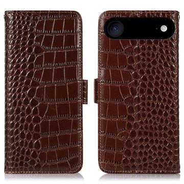 Custodia in Pelle a Portafoglio Serie Crocodile con RFID per iPhone Air - Marrone