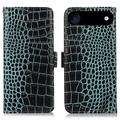 Custodia in Pelle a Portafoglio Serie Crocodile con RFID per iPhone Air - Verde