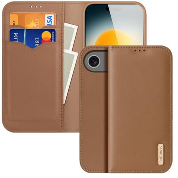 Custodia in Pelle a Portafoglio iPhone 17 Air Dux Ducis Hivo - Marrone