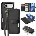 Custodia in pelle a portafoglio con copertura magnetica Dux Ducis Lawa per iPhone Air - Nera