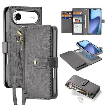 Custodia in pelle a portafoglio con copertura magnetica Dux Ducis Lawa per iPhone 17 Air - Grigia