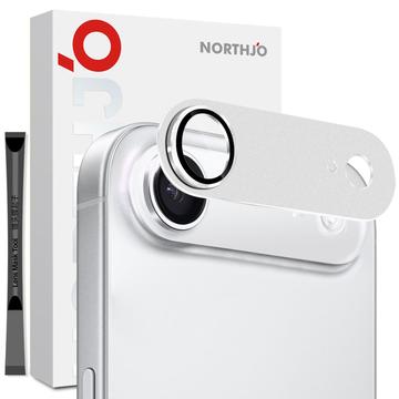 iPhone Air Northjo Protezione completa in metallo opaco e vetro temperato Protezione della lente della fotocamera - argento